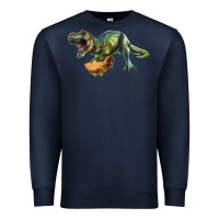 Navy T-Rex dinosaur holding a taco Premium Sweatshirt - RanaPortraitStore