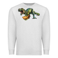 Oatmeal Heather T-Rex dinosaur holding a taco Premium Sweatshirt - RanaPortraitStore