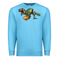Ocean Blue T-Rex dinosaur holding a taco Premium Sweatshirt - RanaPortraitStore