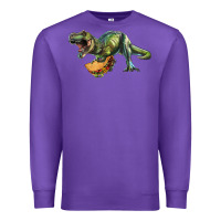 Purple T-Rex dinosaur holding a taco Premium Sweatshirt - RanaPortraitStore
