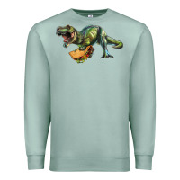 Seafoam T-Rex dinosaur holding a taco Premium Sweatshirt - RanaPortraitStore