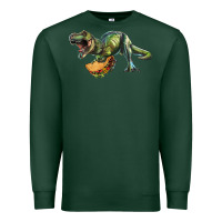 Sports Green T-Rex dinosaur holding a taco Premium Sweatshirt - RanaPortraitStore