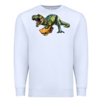 White T-Rex dinosaur holding a taco Premium Sweatshirt - RanaPortraitStore
