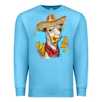 Ocean Blue Sombrero Llama Premium Sweatshirt - RanaPortraitStore
