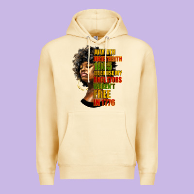 Juneteenth 1885 Because My Ancestors Weren't Free In 1776 Black Woman Premium Hoodie Designed By Hra Design Shop