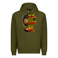 Army Green juneteenth 1885 because my ancestors weren't free in 1776 black woman Premium Hoodie - HRA Design Shop