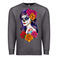 Charcoal Heather sugar skull girl Premium Sweatshirt - RanaPortraitStore