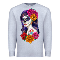 Heather Grey sugar skull girl Premium Sweatshirt - RanaPortraitStore