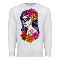 Oatmeal Heather sugar skull girl Premium Sweatshirt - RanaPortraitStore