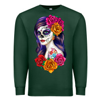 Sports Green sugar skull girl Premium Sweatshirt - RanaPortraitStore