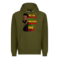 Army Green juneteenth 1885 because my ancestors weren't free in 1776 black man Premium Hoodie - HRA Design Shop