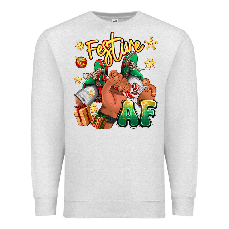 Festive Af Christmas Black Man Sneakers Premium Sweatshirt by RanaPortraitStore | Teevron
