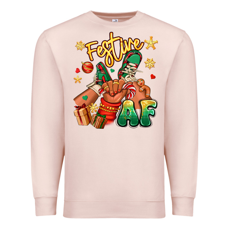 Festive Af Christmas Black Kid Sneakers Premium Sweatshirt by RanaPortraitStore | Teevron