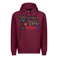 Burgundy small town autism Premium Hoodie - CowhideDigitalArt