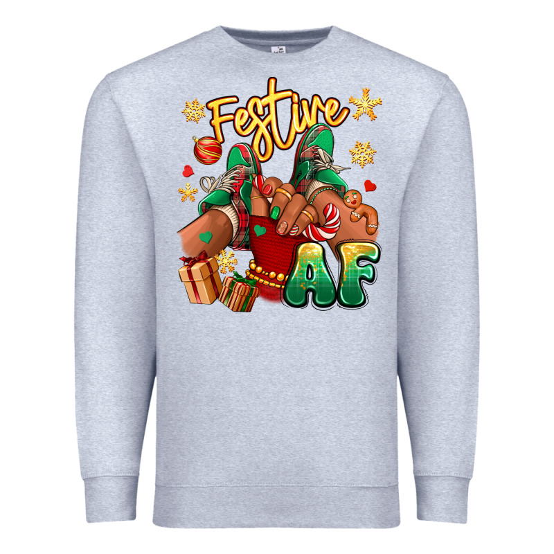 Festive Af Christmas Black Girl Children Sneakers Premium Sweatshirt by RanaPortraitStore | Teevron