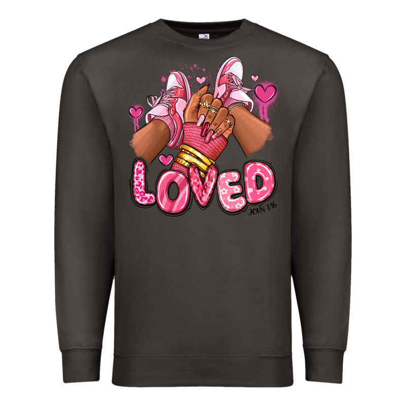 Loved Valentine's Day Afro Girl Sneakers Premium Sweatshirt by RanaPortraitStore | Teevron