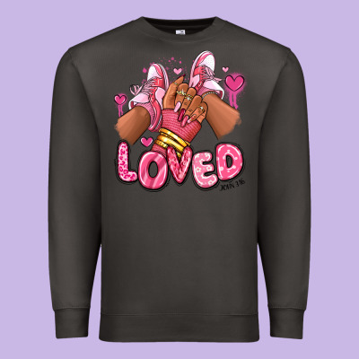 Premium Sweatshirt loved valentine's day afro girl sneakers