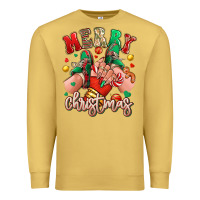 Antique Gold Merry Christmas Caucasian girl sneakers Premium Sweatshirt - RanaPortraitStore