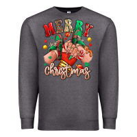 Charcoal Heather Merry Christmas Caucasian girl sneakers Premium Sweatshirt - RanaPortraitStore