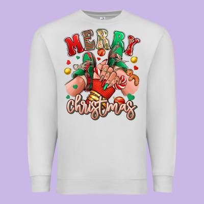 Premium Sweatshirt Merry Christmas Caucasian girl sneakers
