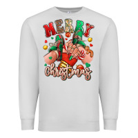 Dove Grey Merry Christmas Caucasian girl sneakers Premium Sweatshirt - RanaPortraitStore