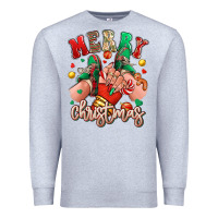 Heather Grey Merry Christmas Caucasian girl sneakers Premium Sweatshirt - RanaPortraitStore