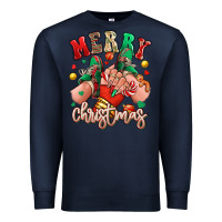 Navy Merry Christmas Caucasian girl sneakers Premium Sweatshirt - RanaPortraitStore