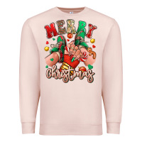 Pale Pink Merry Christmas Caucasian girl sneakers Premium Sweatshirt - RanaPortraitStore