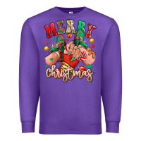 Purple Merry Christmas Caucasian girl sneakers Premium Sweatshirt - RanaPortraitStore