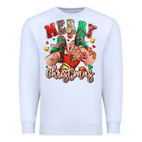 White Merry Christmas Caucasian girl sneakers Premium Sweatshirt - RanaPortraitStore