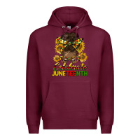Burgundy celebrate juneteenth black woman bun Premium Hoodie - HRA Design Shop