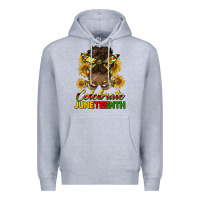 Heather Grey celebrate juneteenth black woman bun Premium Hoodie - HRA Design Shop