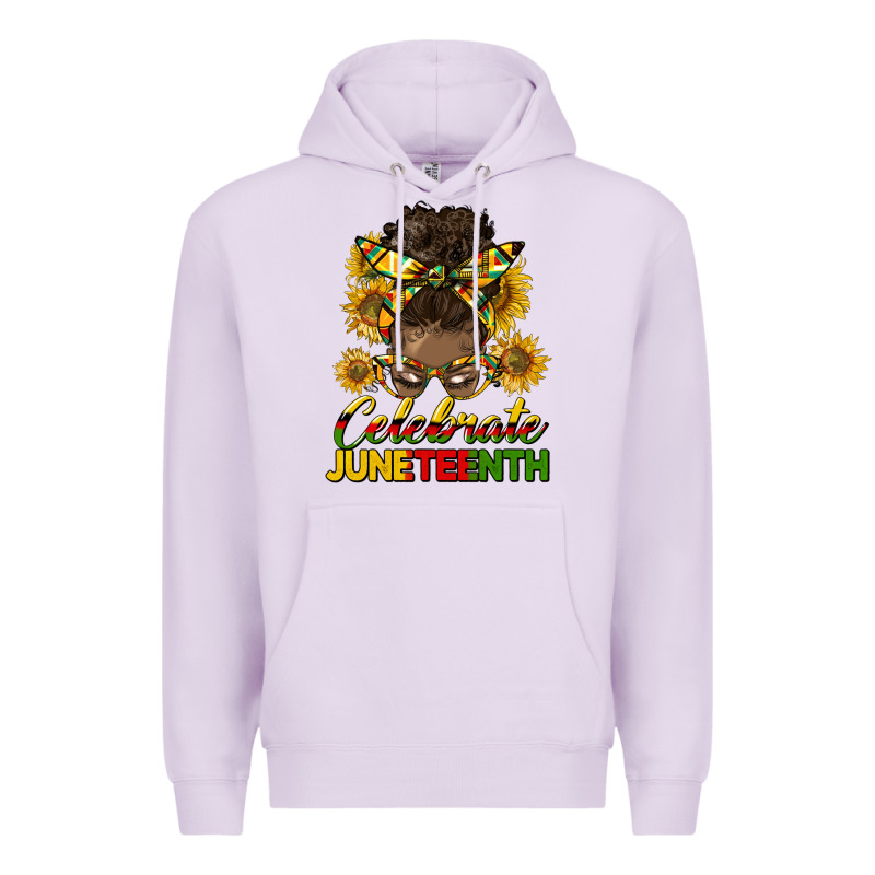 Celebrate Juneteenth Black Woman Bun Premium Hoodie by HRA Design Shop | Teevron