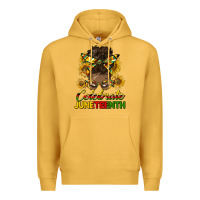 Mustard celebrate juneteenth black woman bun Premium Hoodie - HRA Design Shop