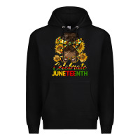 Black celebrate juneteenth black woman bun Premium Hoodie - HRA Design Shop