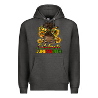 Charcoal Heather celebrate juneteenth black woman bun Premium Hoodie - HRA Design Shop