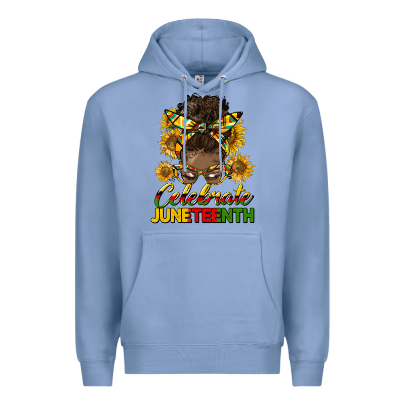 Celebrate Juneteenth Black Woman Bun Premium Hoodie by HRA Design Shop | Teevron