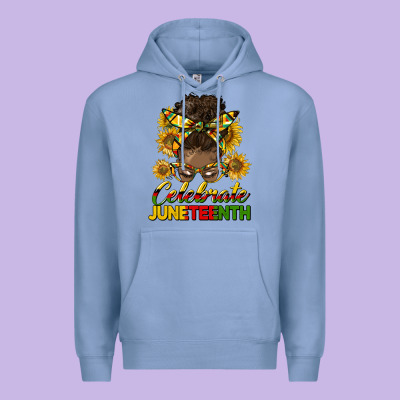 Celebrate Juneteenth Black Woman Bun Premium Hoodie Designed By Hra Design Shop