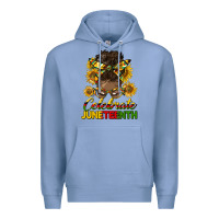 Colony Blue celebrate juneteenth black woman bun Premium Hoodie - HRA Design Shop