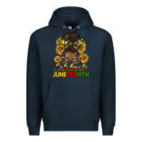 Navy celebrate juneteenth black woman bun Premium Hoodie - HRA Design Shop