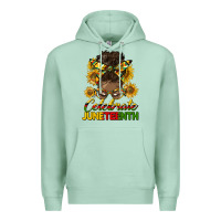 Seafoam celebrate juneteenth black woman bun Premium Hoodie - HRA Design Shop
