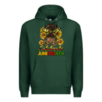 Sports Green celebrate juneteenth black woman bun Premium Hoodie - HRA Design Shop