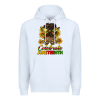 White celebrate juneteenth black woman bun Premium Hoodie - HRA Design Shop