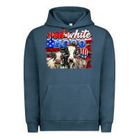 Pigment Midnight Navy red white moo Urban Hoodie - AdoDesignShop