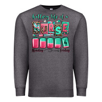 Charcoal Heather battery life of a nurse Premium Sweatshirt - RanaPortraitStore