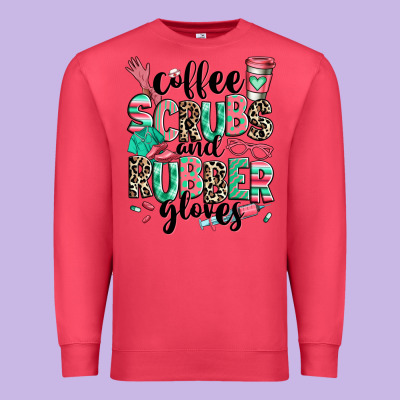 Premium Sweatshirt coffee scrubs and rubber gloves