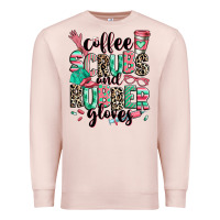 Pale Pink coffee scrubs and rubber gloves Premium Sweatshirt - RanaPortraitStore