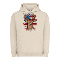 Pigment French Oak deer american flag Urban Hoodie - JahusDesignShop