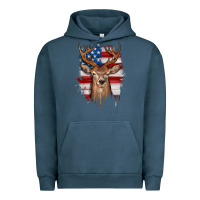 Pigment Midnight Navy deer american flag Urban Hoodie - JahusDesignShop