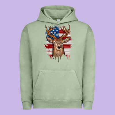 Deer American Flag Urban Hoodie Designed By Jahusdesignshop
